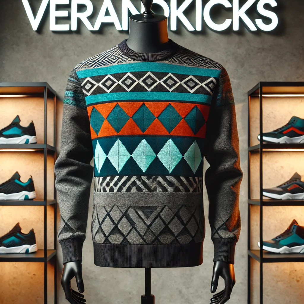 Geometric Sweater Teal Orange